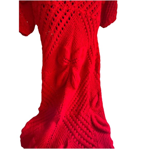 Handcrafted Vintage Red Crochet Maxi Dress by Henrietta Tanuska Beverly Hills CA - Picture 5 of 15